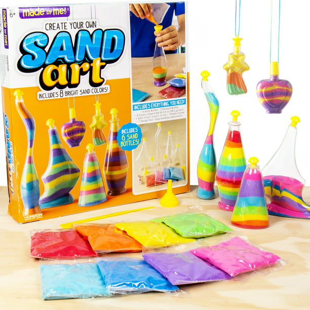 Childrens Bottle Glow Sand Art Set Make Your Own Activity Craft Kit Play Set 